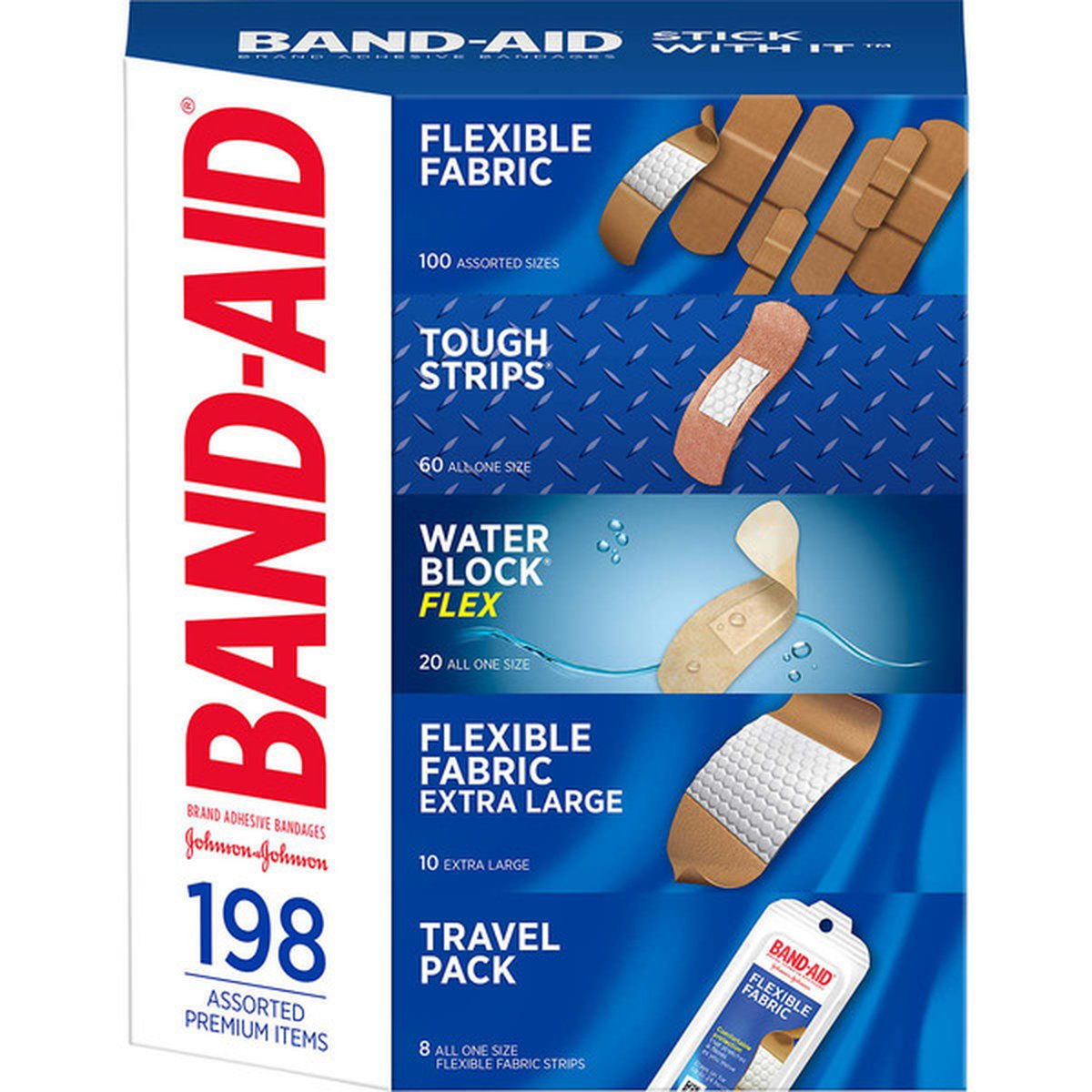 Band-Aid Adhesive Bandages Asst 198ct nq